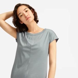Everlane The Luxe Cotton Side-Slit Tee Dress faded Sage size XS